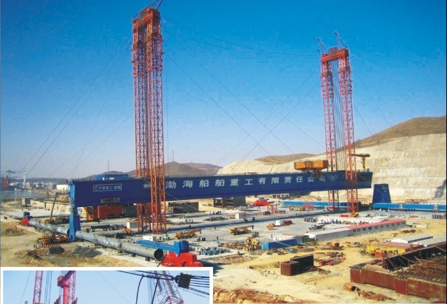 葫芦岛渤海船厂600T龙门吊提升工程